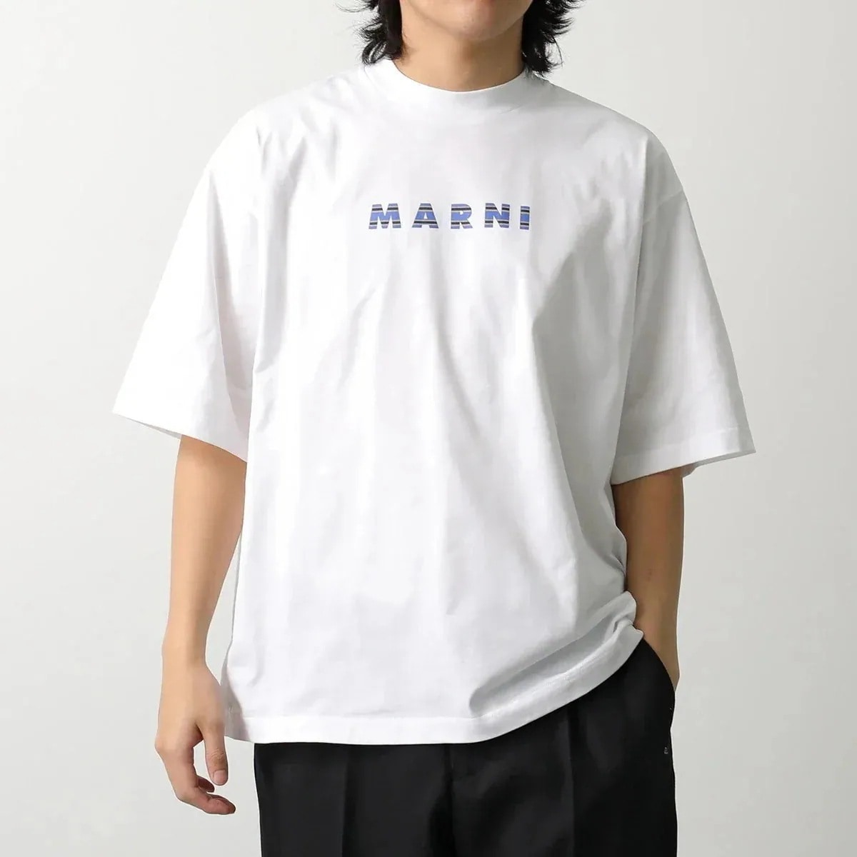 MARNI マルニ Tシャツ HUMU0223HP USCX51 メンズ 半袖 カットソー ロゴT コットン クルーネック SLW01/LILY-WHITE M
