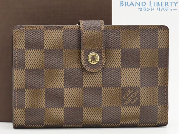 超美品ルイヴィトンダミエポルトフォイユヴィエノワ二つ折りがま口財布コンパクト財布ダークブラウンN61674