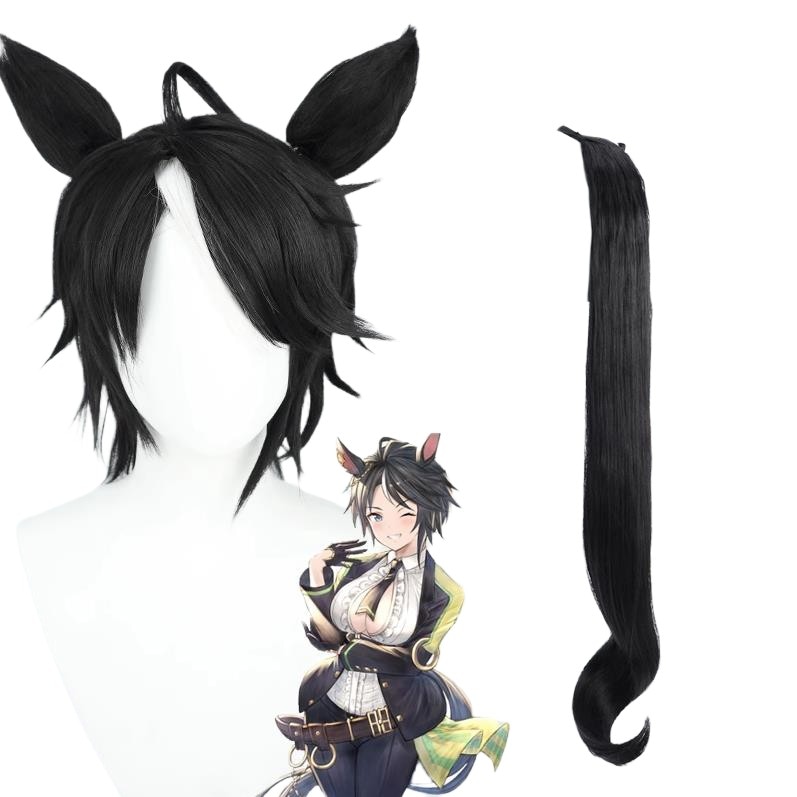 コスプレウィッグ フジキセキ ウマ娘 プリティーダービー フジキセキ しっぽ 耳付き 耐熱 長髪 耐熱 文化祭 小物 変身 仮装 ステージ服 舞台