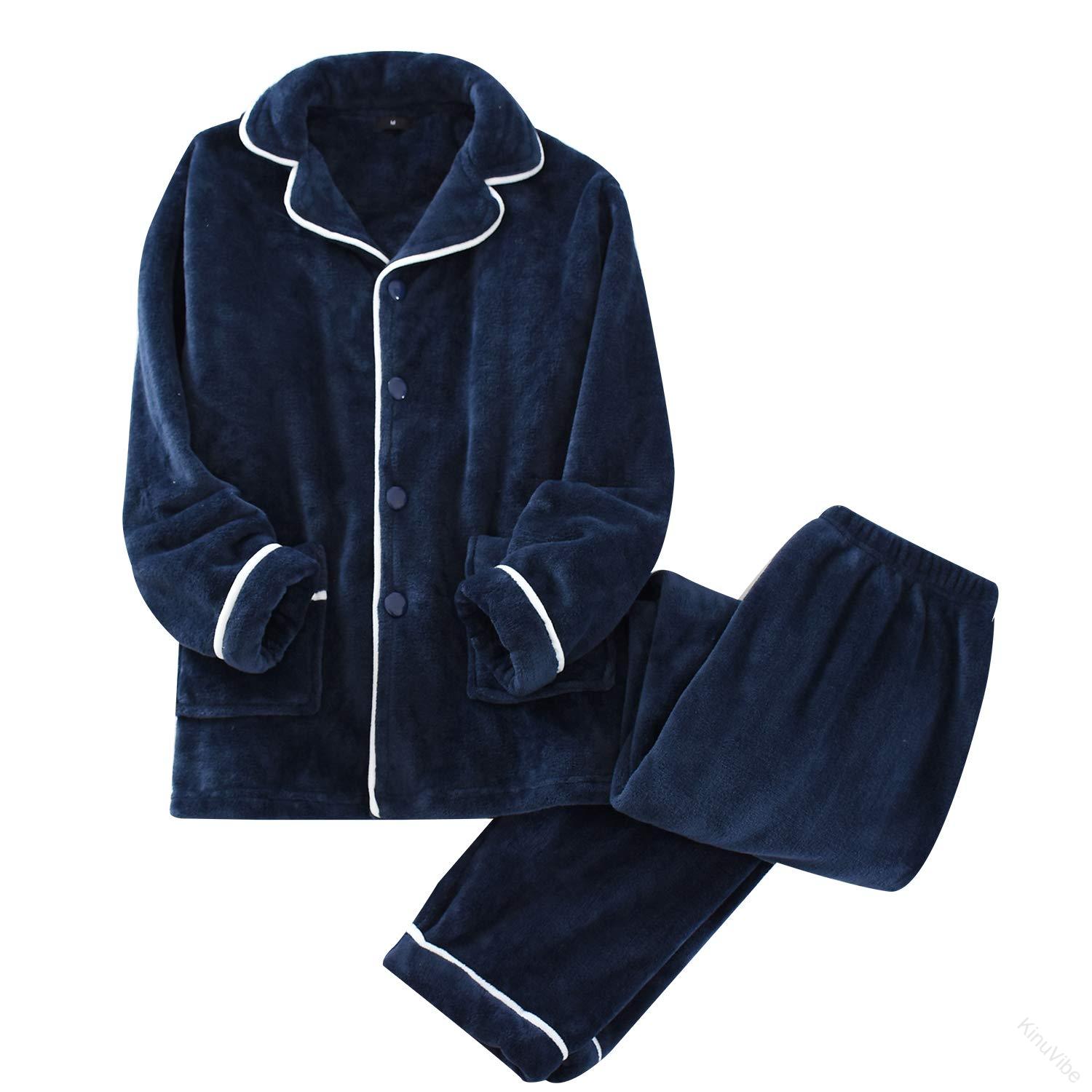 パジャマ メンズ 上下セット 前開き 衿付き ポケット付き 長袖 長ズボン フランネル素材 あったか ふんわり 厚手 冬用 ルームウェア 部屋着 快適保温 くつろぎ仕様 メンズパジャマ