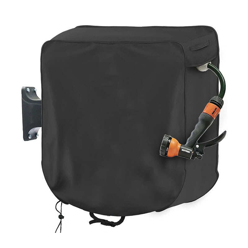 【壁掛け式】伸縮ホースカバー 420D防水防紫外線 正方形デザイン ソフトチューブリールカバー 屋外用水栓ボックス 散水ホース収納 ガーデン用品 防塵プロテクター