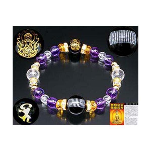 天然石 パワーストーン ブレスレット 健康祈願 薬師如来 無病アメジストブレス 専用巾着袋付き 日本製