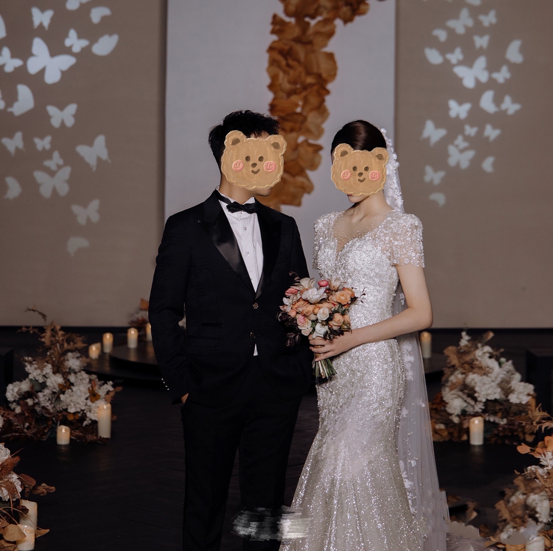 華やか 韓国風ドレス ビジュードレス キラキラチュール 短袖 マーメイドライン 結婚式 拳式