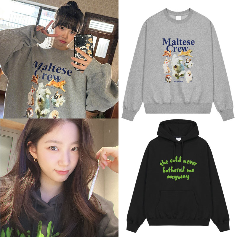 Lesserafim キムツァイユアンナカムライーエウェイ服春秋冬メンズレディース薄手ベルベットプリントトップス