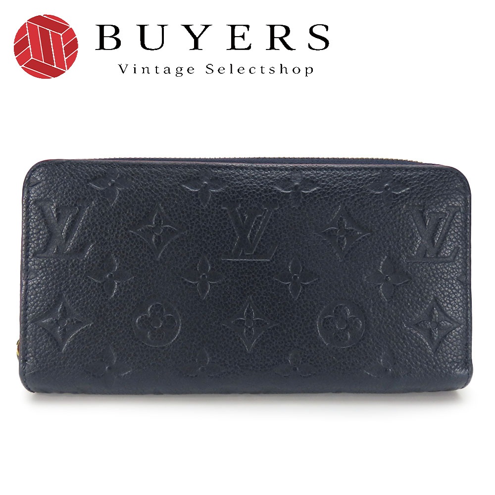 中古 長財布 ジッピーウォレット M62121 モノグラムアンプラント マリーヌルージュ ネイビー ゴールド金具 ラウンドファスナー 小物 定番 レディース 女性