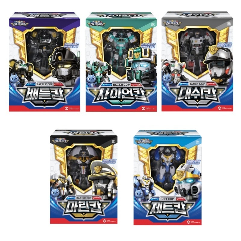 ミニ特攻隊/最強警察/5種ロボットセット/バトルカップ/サイオンカップ/ダッシュカップ/マリンカップ/ジェットカップ/頭に変身/変身ロボット/正品/2023