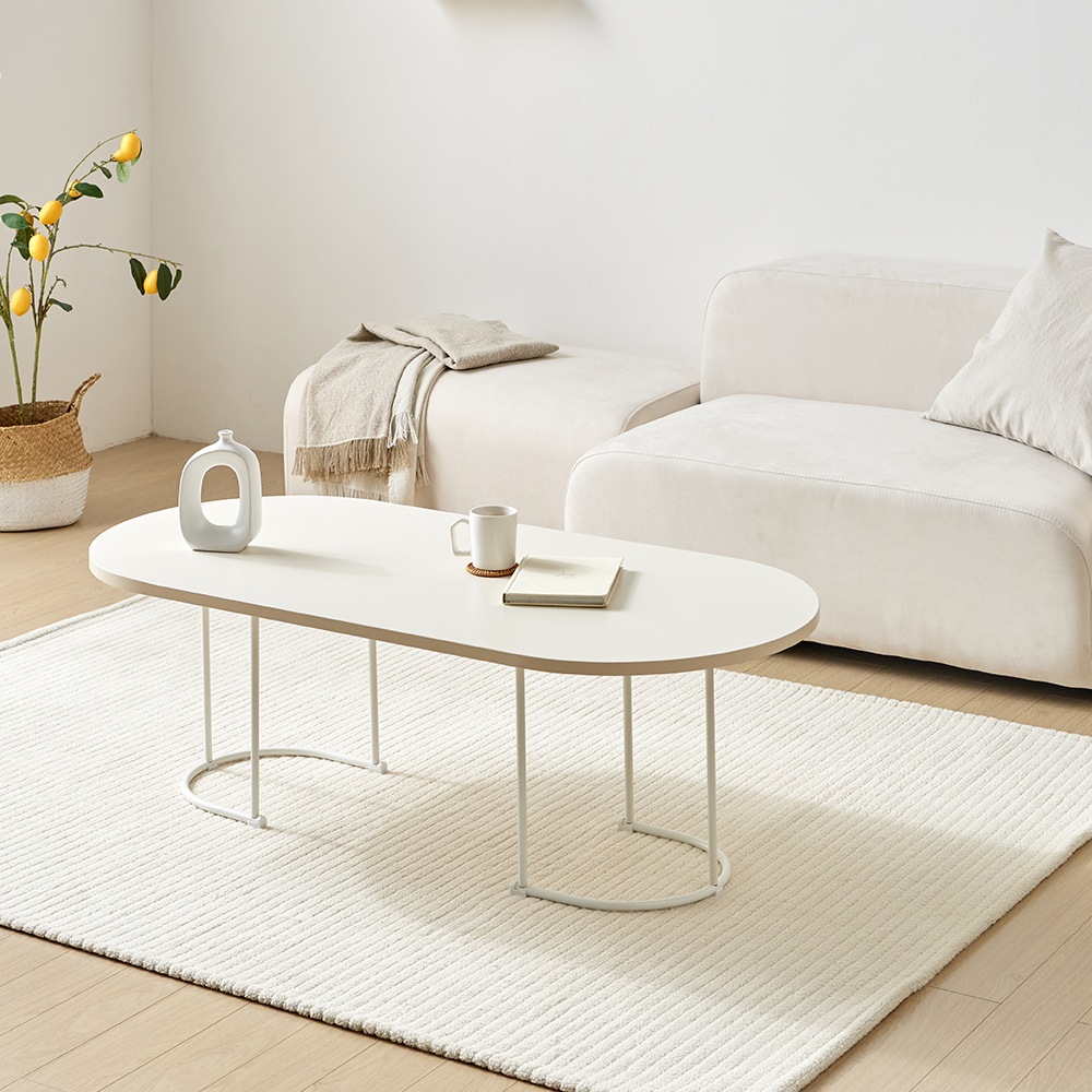 ミルクソファーテーブル 韓国インテリア ミルクベージュ MDF LPM 組み立て式 80×58×34.5cm/118×58×34.5cm