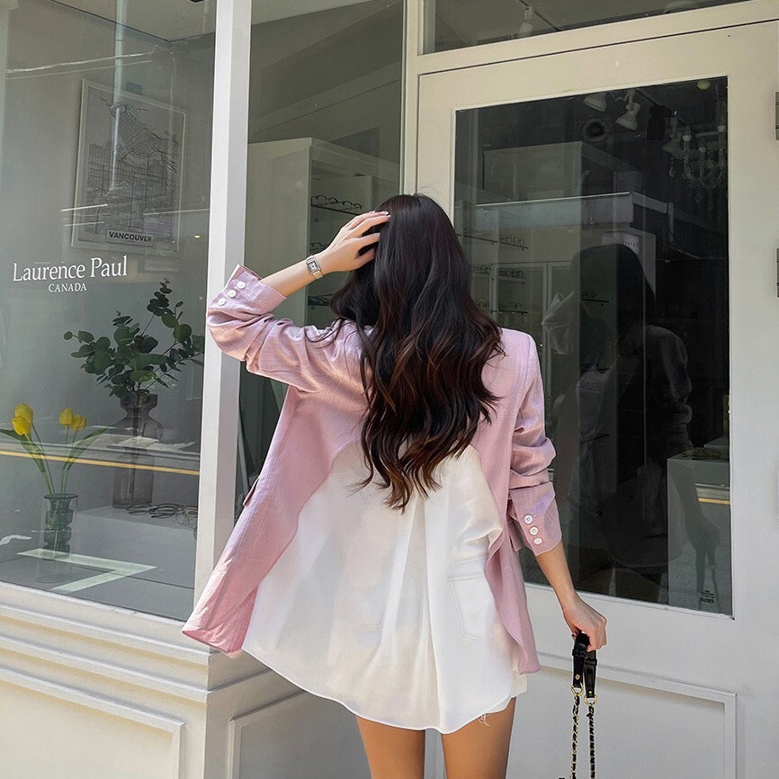 デザインジャケット リネン ジャケット おしゃれ 個性的 バックコンシャス オルチャン ロング丈 オフィス ハイウエスト ルーズ 韓国 レディース かわいい 可愛い 大人可愛い 大人女子 7,086円