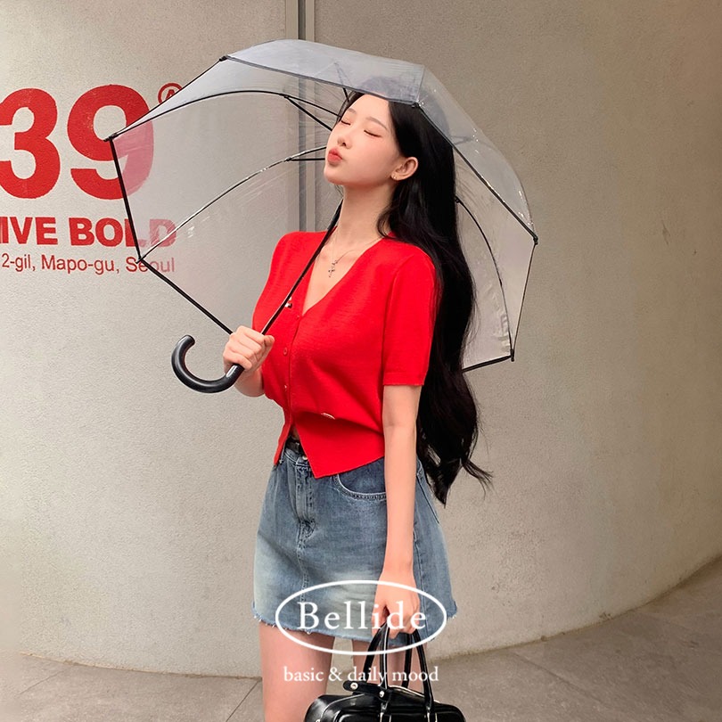 [MADE/ウエストくびれ] ベルリ リネン Vネック 半袖 カーディガン cd1243