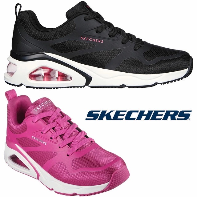 スケッチャーズ レディース 厚底 スニーカー エアクッション カジュアルシューズ トレス-エアー ウノ-レボリューション-エアリー ローカット メモリーフォーム 黒 靴 ブラック マゼンダ 17742
