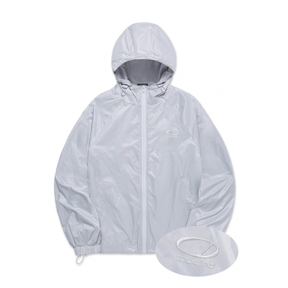 ODD STUDIO グロッシーラグランウインドブレーカーライトグレー