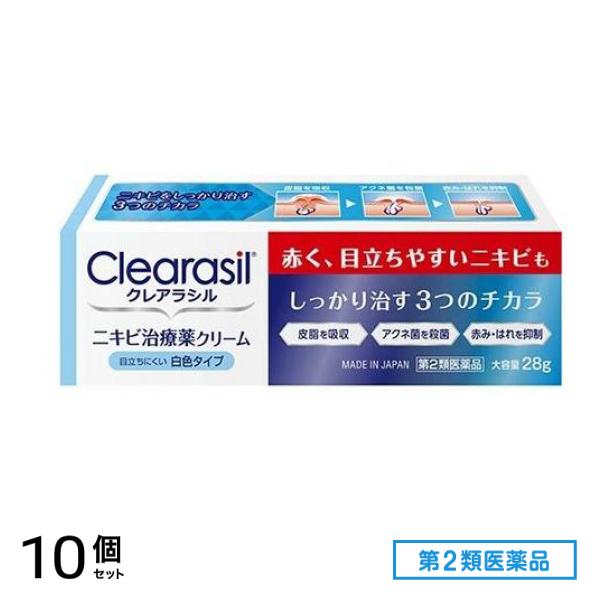 第２類医薬品 ニキビ治療薬クリーム 白色タイプ 28g (大容量) 10個セット