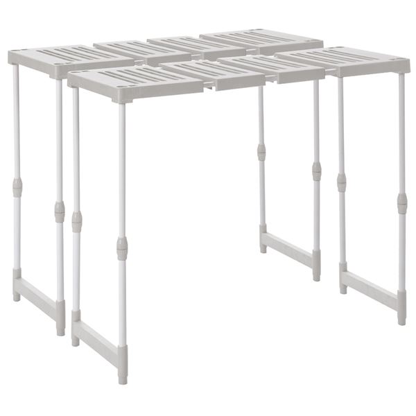 クローゼット用 伸縮棚/押入れ収納 2台 (トールタイプ) 幅7693×奥行37×高さ4880cm ベージュ 伸びるん棚 『天馬』