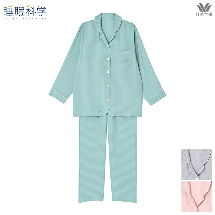 ワコール wacoal 睡眠科学 レディース ルームウェア パジャマ ロング袖ロングパンツ サテン ジャカード YDX507 おうち時間 STAYHOME 11,563円