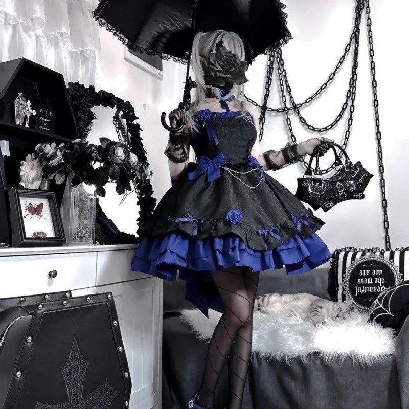 ロリータ セクシーかわいいコスプレハロウィン衣装 成人式女性ワンピースミニスカート制服 Jkセット ふわふわ プリンセスドレスロールプレイングロリ ータロリータクラ風お 嬢様重工ロングドレ