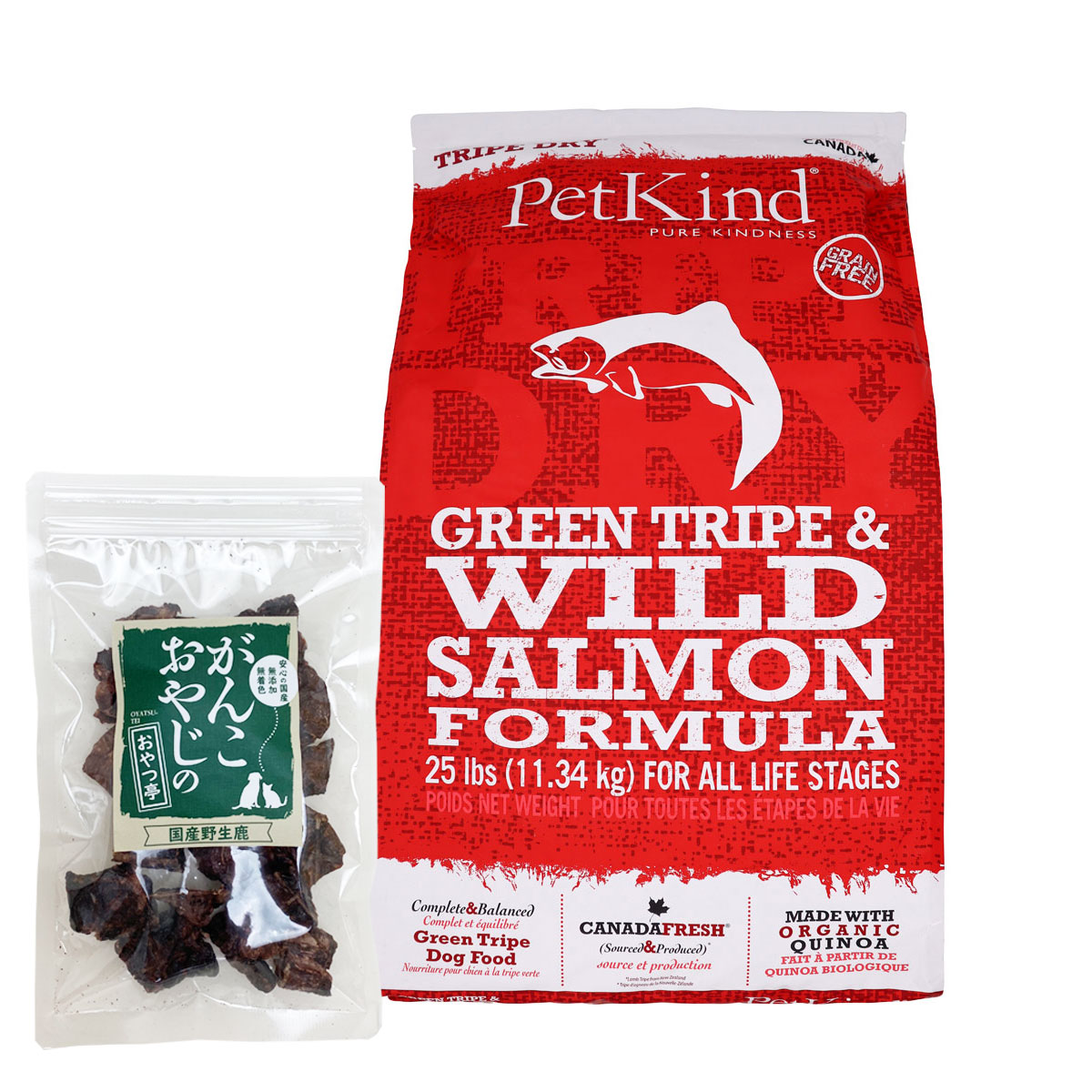 トライプドライ ドッグフード グリーントライプ＆ワイルドサーモン 11.34kg【国産鹿ラング15g付き】
