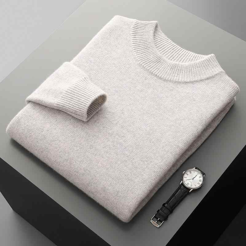 ニット メンズ 男性用 ウール100% セーター タートルネック リブ 秋冬 厚手 ゆったり 暖かい カジュアル ビジネス 紳士 オリーブ カーキ グレー ブルー ワインレッド ネイビー