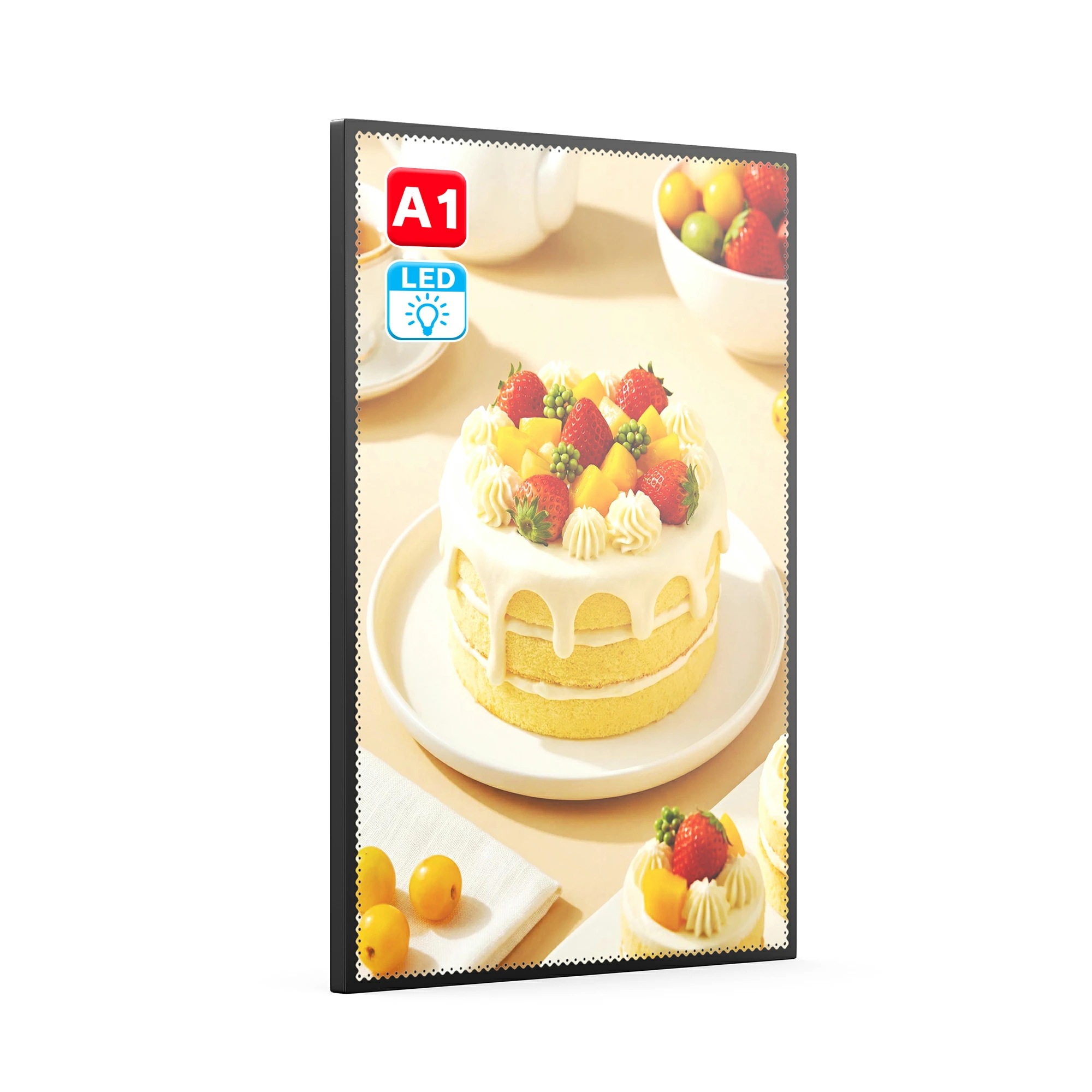 【薄型設計×省エネ】 LED看板 壁掛け A1 ポスターフレーム ガラスパネル 光る 飲食店 看板 ライトパネル メニュー 店舗用 屋内 掲示板 展示会 インテリア 強化ガラス 安全 PSE認証 レス