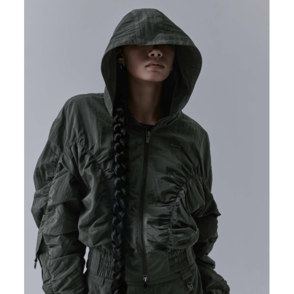 TREEMINGBIRD Nylon Cargo Shirring Setup Zipup Khaki TM 24,072円