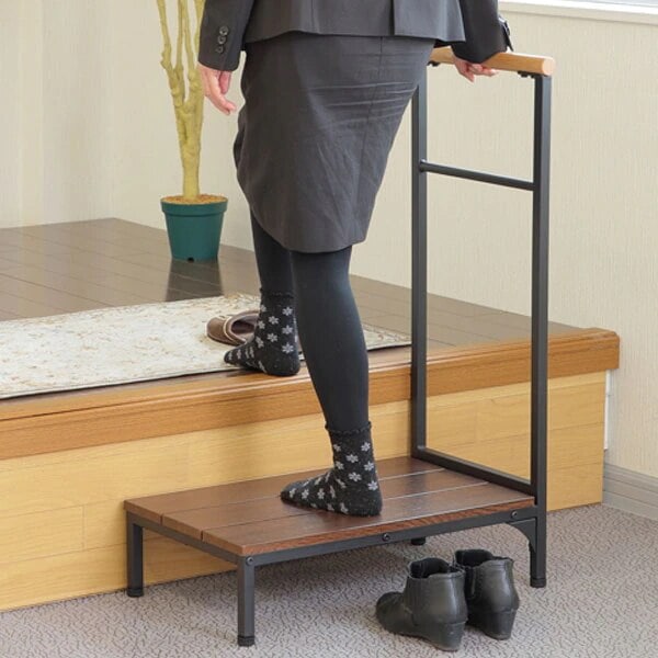 玄関 踏み台 幅60cm 手すり付き 片側タイプ