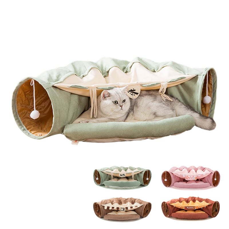 猫 トンネルベットキャットトンネルおもちゃ 猫ハウス折りたたみ 2WAY 収納便利ペット ペットグッズ