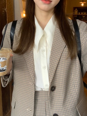 陸小団団学院風戗領スーツ百スカートスーツ2023春新型千鳥格二枚組女性 5,818円