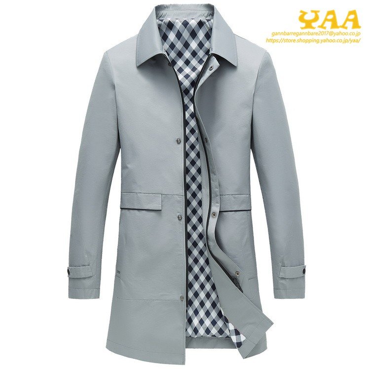 スプリングコート メンズ ロング丈 ジャケット ステンカラーコート ビジネスジャケット ジャンパー ブルゾン 防風 撥水 通勤 春