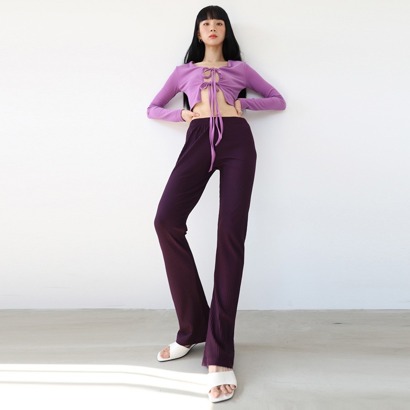 ASSAY_STRIPE BELL BOTTOM PANTS [PLUM]