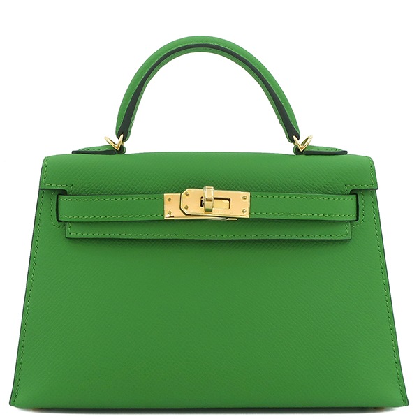 エルメス HERMES 2WAYバッグ ミニケリードゥ 外縫い ヴォーエプソン ヴェールユッカ ゴールド金具 緑 ショルダー B刻印（2023年製） 【箱】【中古】