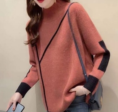 ハイネックニット トップス ニット ハイネック 長袖 M L XL 2XL 3XL ゆったり 爽やか かわいい 可愛い きれいめ シンプル カジュアル 上品 おしゃれ かっこいい レトロ アジアン