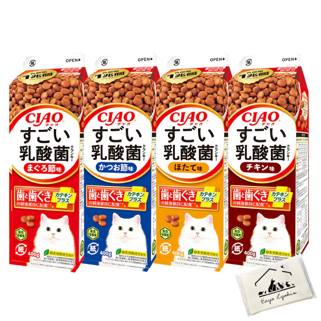 すごい乳酸菌クランキー 牛乳パックタイプ 400g 4種 各1個 オリジナルポケットティッシュ付き 猫