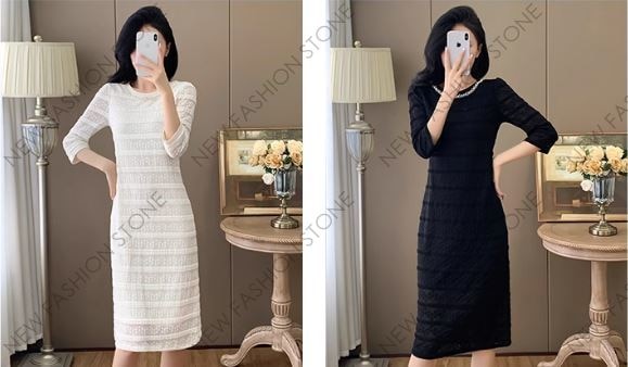 レースワンピースレディース早秋2024新型軽贅沢高級感ハイエンド精緻気質フィットボトムスカート-95