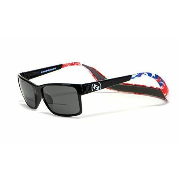 サングラス Hoven MONIX Clic Magnetic Polarized Sunglasses Black USA Flag Smoke Grey+1.75
