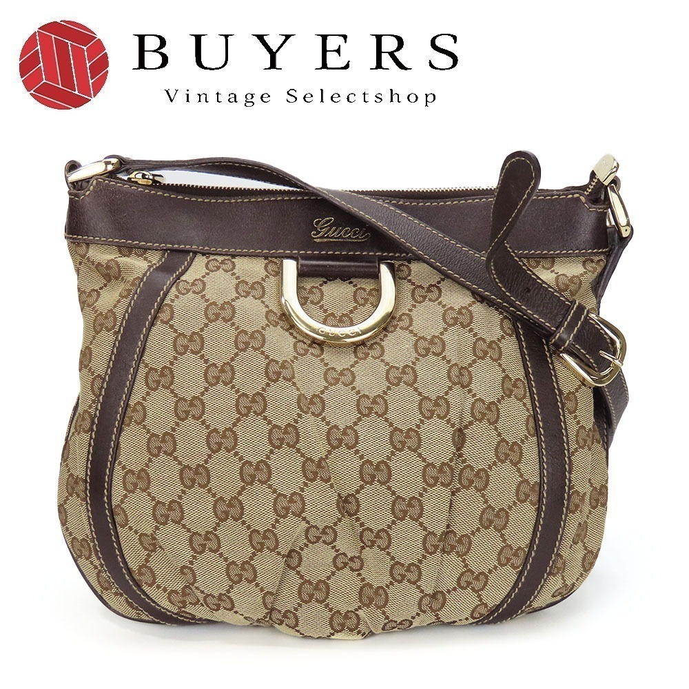中古 ショルダーバッグ 203257 アビー GGキャンバス ベージュ ダークブラウン ゴールド金具 斜め掛け 普段使い カジュアル レディース メンズ