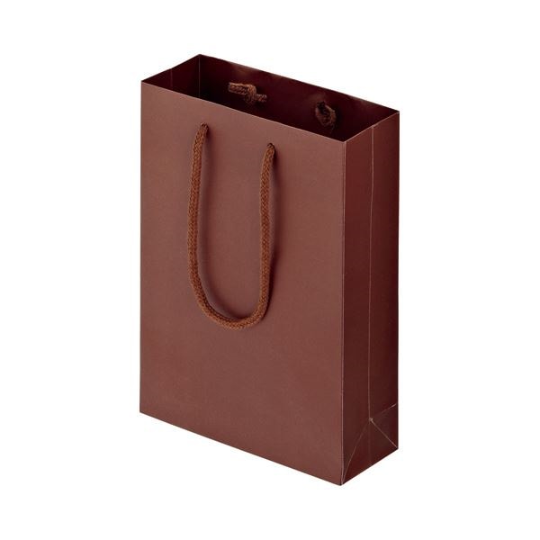 （まとめ） TANOSEE マットコート手提げ袋 SS ヨコ180タテ250マチ幅70mm ブラウン 1パック（10枚） 10セット