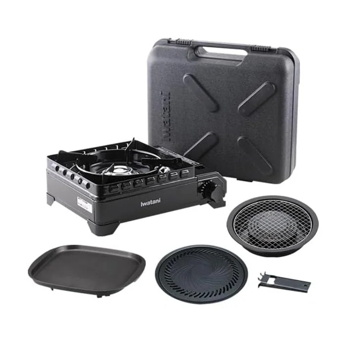 タフまる ブラック CB-ODX-1-BK ＋ 純正プレート3種 (焼肉Lサイズ＋網焼き＋鉄板焼き) CB-A-YPL CB-A-AMP CB-A-TPP セット 岩谷産業