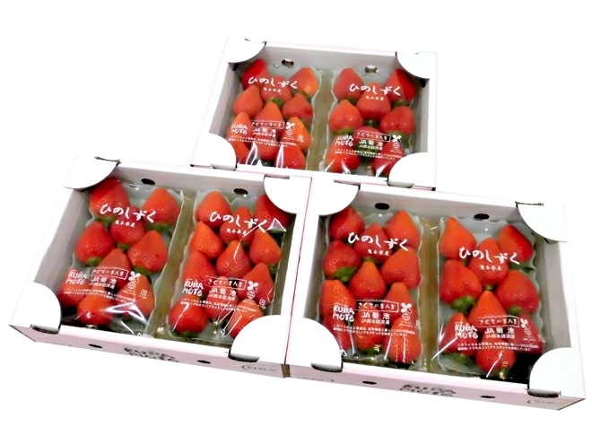 熊本県 =ひのしずくいちご= 秀品 2パック入り（1パック 7-13粒 約300g）x3箱 予約 12月以降