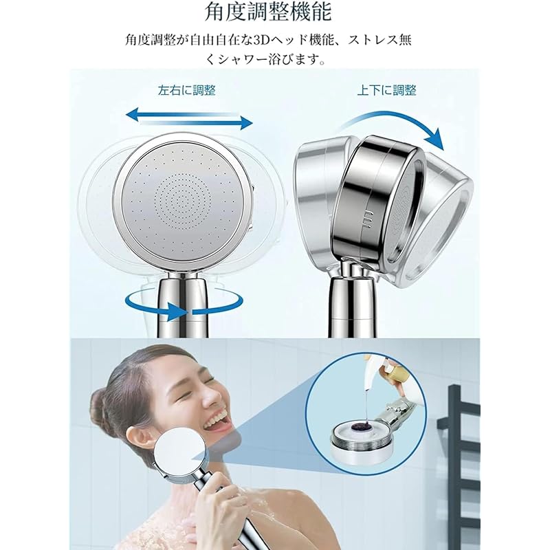BUSAX シャワーヘッド 3段階モード 水量水圧調節 角度調節 軽量 塩素除去 取付簡単 ワンタッチ止水 (NSDH009) 46,391円