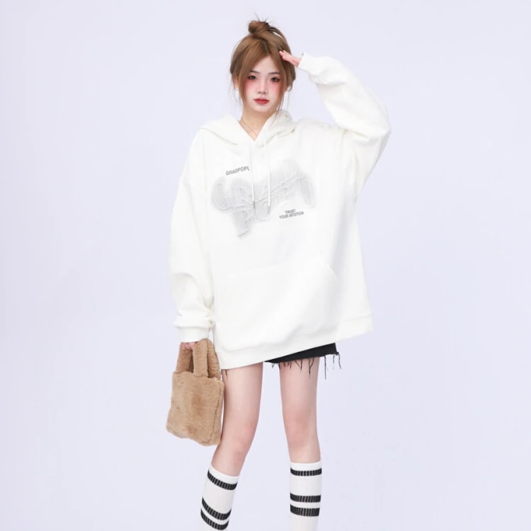 2025 秋冬 韓国っぽ英字プリントパーカー2type裹起毛 配色 フード付きロゴトップス チャック羽織りショート丈フルルーズフーディールーズトレンド系レディースゆったりサイズシルエットスリーブ