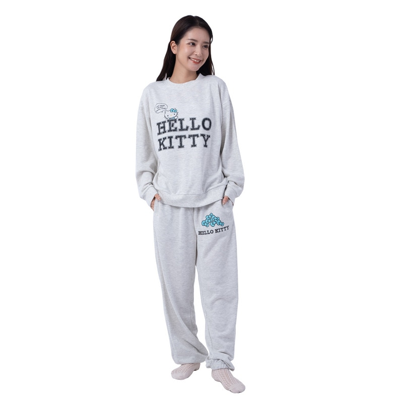 SAZAC(サザック) ハローキティプリントスウェットセットアップ オートミール 男女兼用M 【 ルームウェア 女性用 キャラクター レディース 部屋着 ファッション メンズ 上下セット 寝巻き サン 5,188円