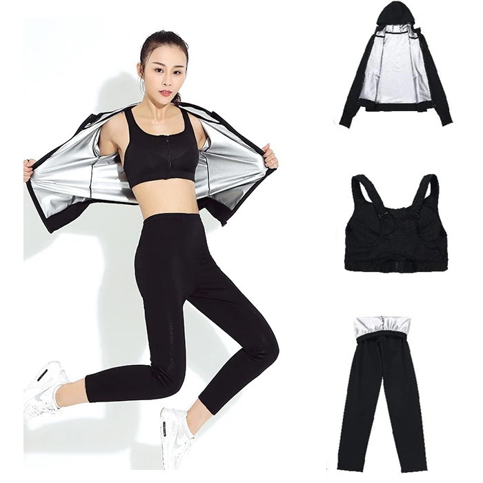 ランニングウォーキ レディース サウナスーツ 大量発汗 ダイエット 世界代表選手も愛用 即日発送！３点セット 【LL在庫一掃！】