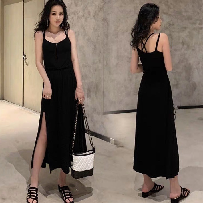レディース ワンピース Tシャツ フレア ロング マキシ 袖なし ノースリーブ Aライン フェミニン スリット サイドスリット ハイウエスト かわいい 大人可愛い きれいめ シンプル おしゃれ