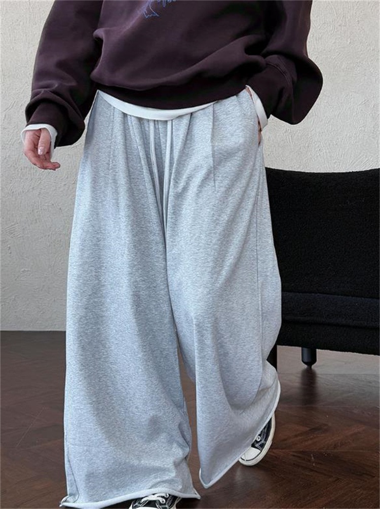 韓国ファッション ゆったりロングパンツ 2025秋 新商品 長綿素材 ドロワストリング付き