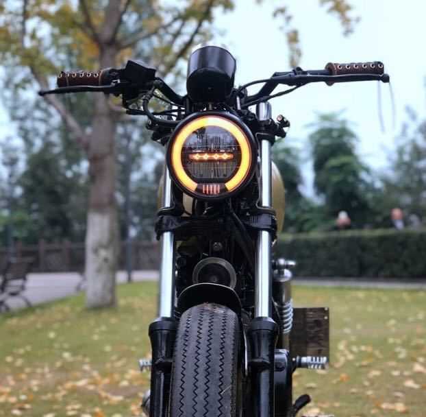 LED ヘッドライト イカリング エンジェルアイ チョッパー アメリカン スポーツスター ダイナ ホ