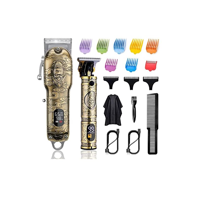 バリカン Soonsell 電動バリカンセット ヘアカッター ヒゲトリマー 散髪用コードレス 精密彫刻 T字 低騒音 切れ味充電と注油提示 防水 USB充電 メンズ 子供 家庭 業務 ショートヘア用