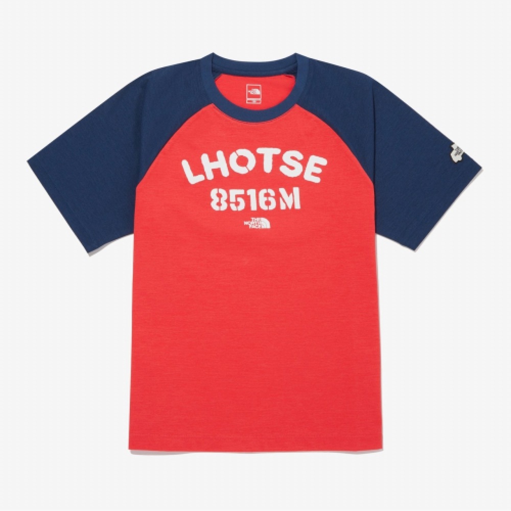 ザ・ノース・フェイスキッズマウンテンピークショートスリーブラウンドTシャツ NT7UQ05U_RED