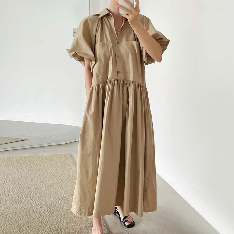 シャツワンピース ワンピース シャツワンピース フレアワンピース ロング ロング丈 袖あり 半袖 襟付き フレア Aライン 切り替えデザイン ハイウエスト かわいい 大人可愛い きれいめ シンプル