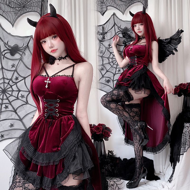 COSコスチュームダークゴシックハロウィーン大人セクシードレス アゲハ魔女ヴァンパイアブライダルコスチューム ハロウィン コスプレ コスプレ ハロウィ ハロウィン衣装 ハロウィン コスプ