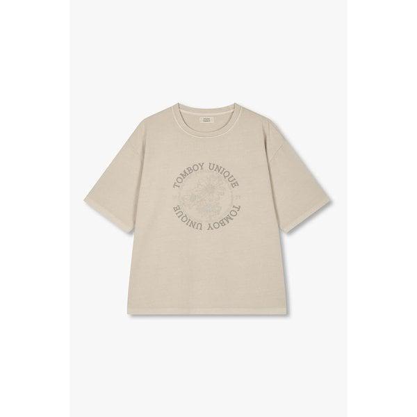 ガーメントダイイングフラワーモチーフTシャツ(9176322973)