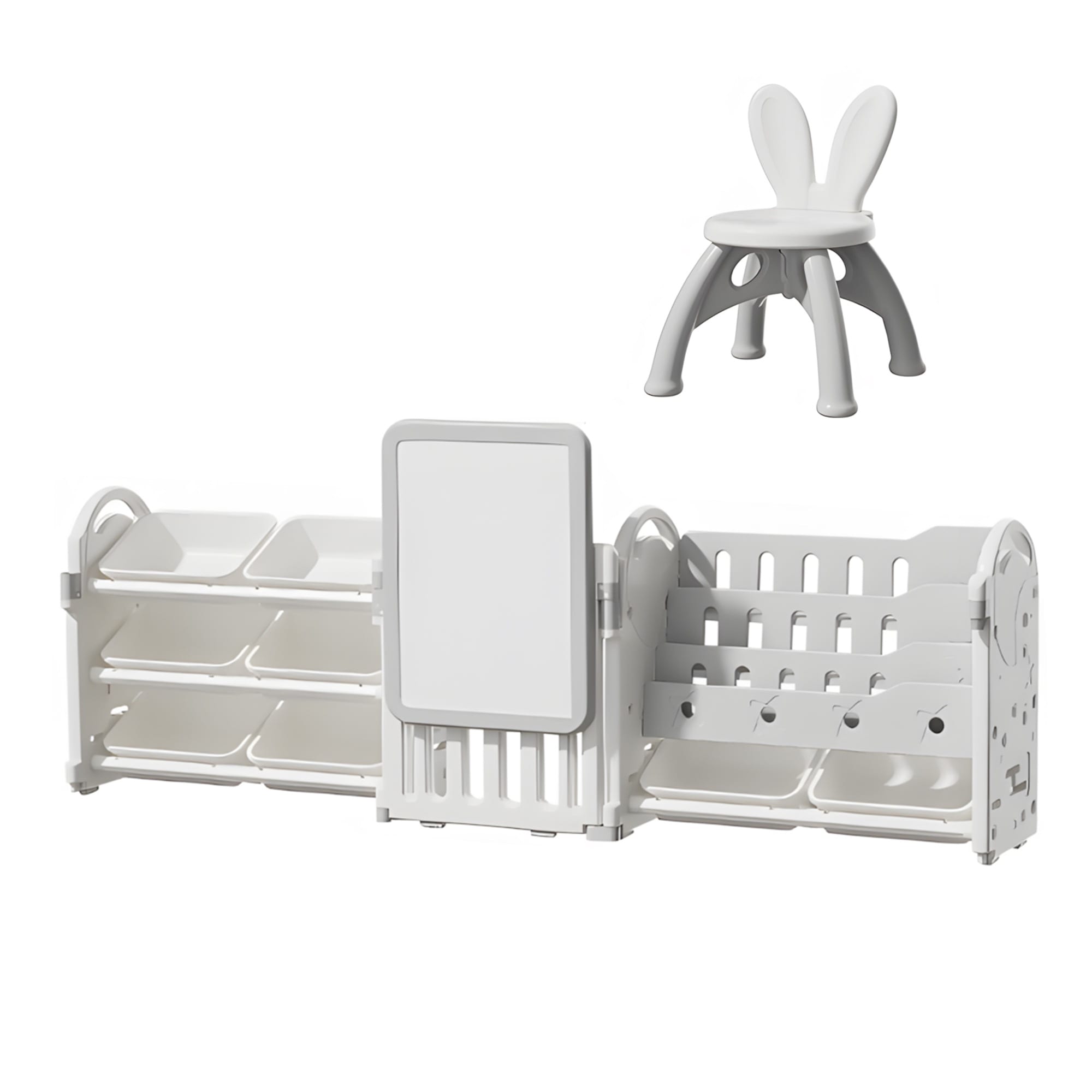 【当日出荷/送 料無料】おもちゃ 収納 ラック 3段 棚なし　おもちゃ箱 おもちゃ収納3段ラック 絵本棚 スリム グレー+ホワイト オモチャ収納 おしゃれ ワイドタイプ 大容量 組立カンタン こども